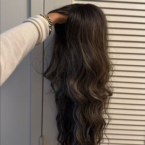 Long Wavy Brown and Blonde Wig 24in